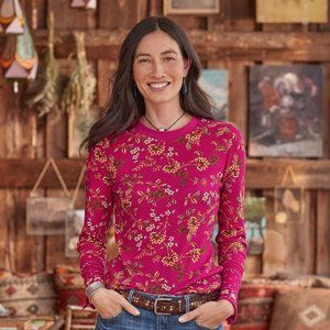 Sundance Catalog Loretta Thermal Tee Berry MEDIUM